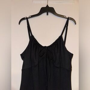 Hollister black midi dress with slit and drawstring tie front 🎀